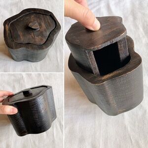 Vintage Handmade Wooden Trinket Box Keepsake Box with Hidden Drawer Inside